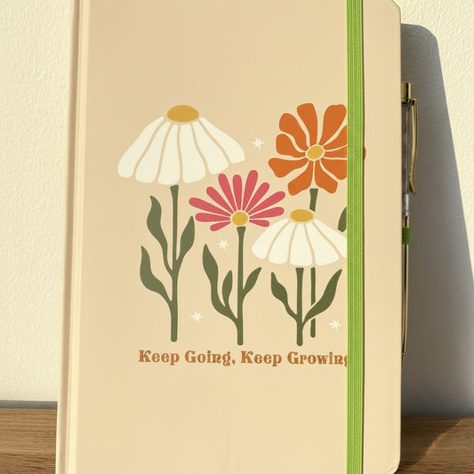 “Keep Going, Keep Growing” Reflection Journal With Rose Quartz Pen