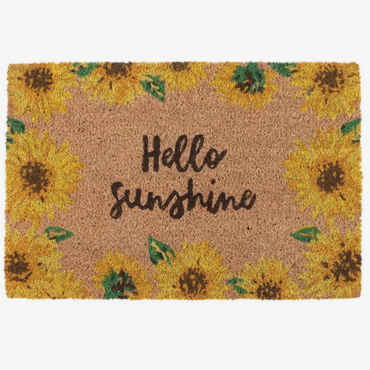 Natuurlijke deurmat met zonnebloemen 'Hello Sunshine'