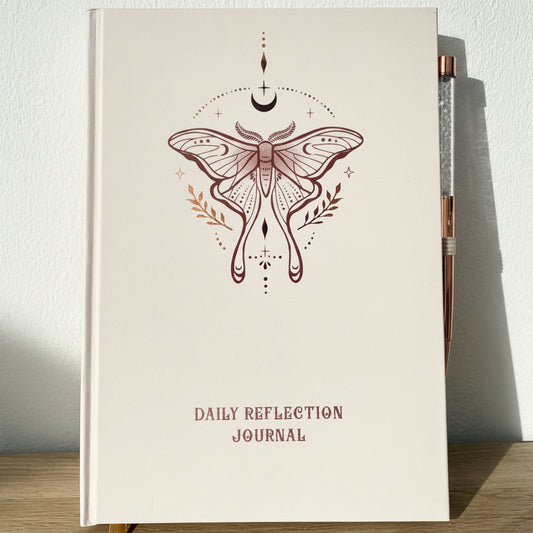 Luna Moth Daily Reflection Journal  With Rock Crystal Pen
